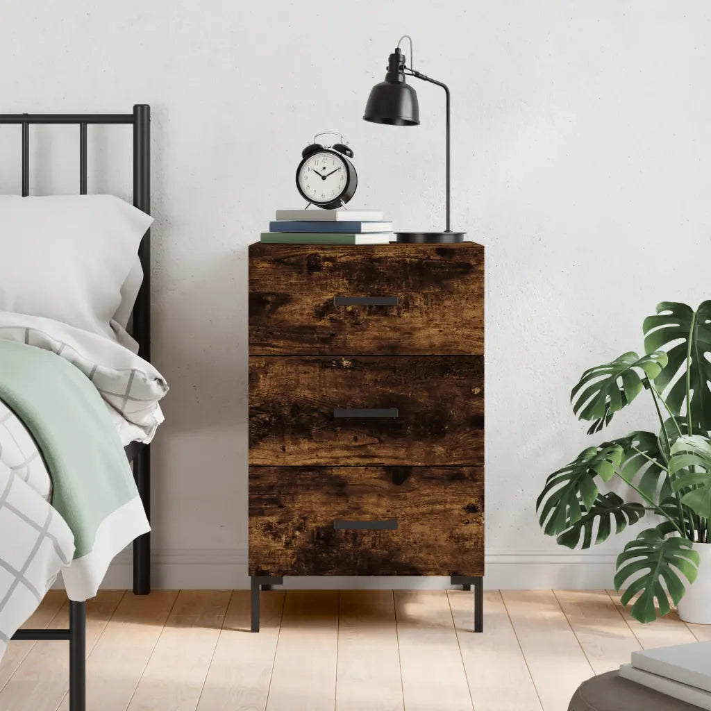 Comodino | Armadio da Notte | Mobiletto da notte Rovere Fumo 40x40x66 cm in Legno Multistrato