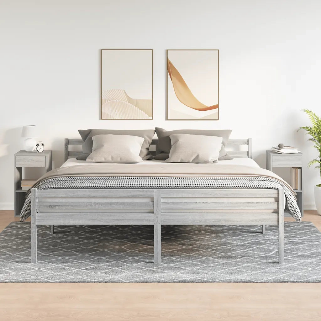 Comodini con Cassetto 2 pz Grigio Sonoma 35x34x66,5 cm