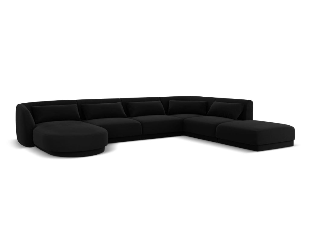 Cosmopolitan Design - Divano panoramico destro "Tulum" 6 posti in velluto nero 