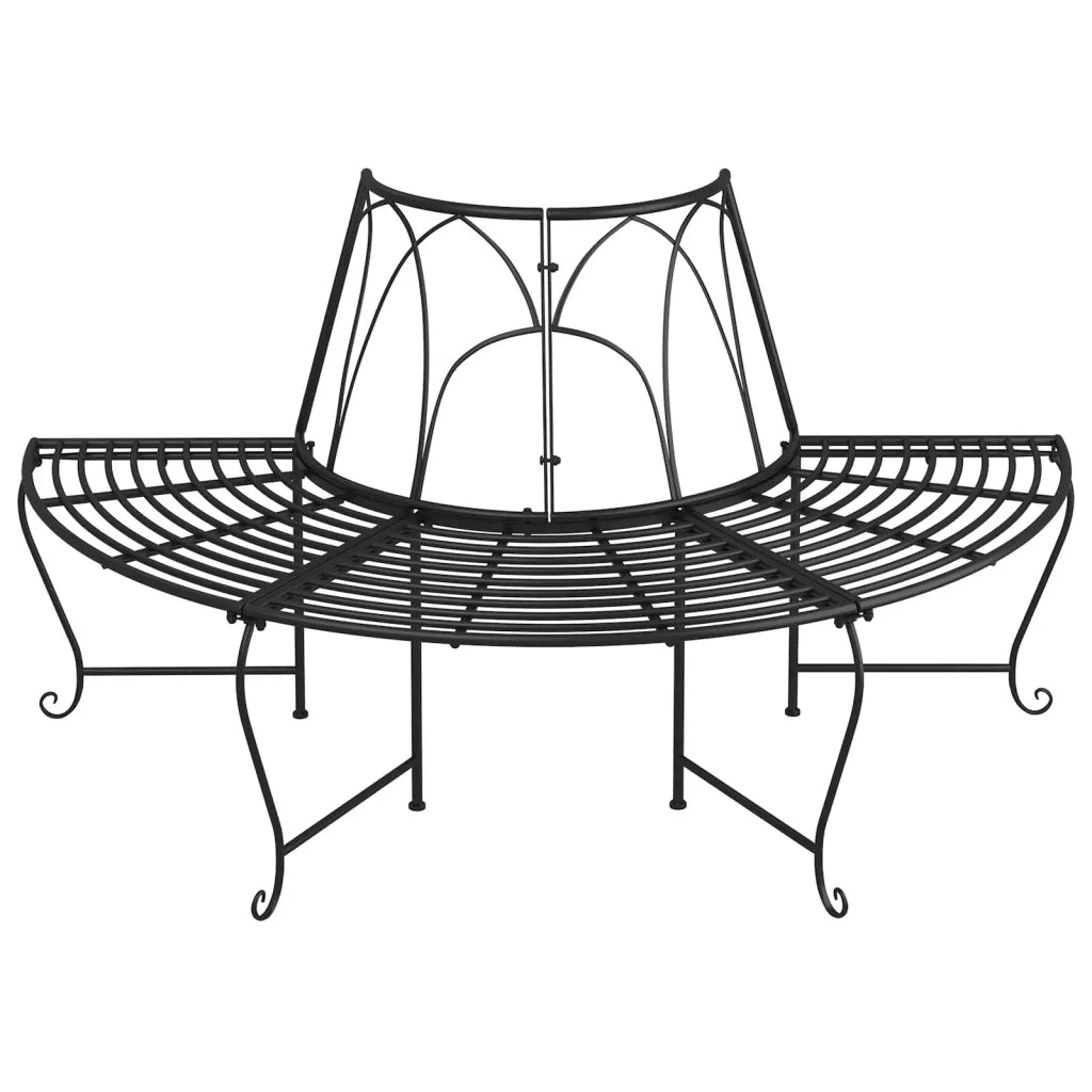 Panchine per Albero Semicircolari 2 pz Ã˜159 cm Nere in Acciaio cod mxl 39755