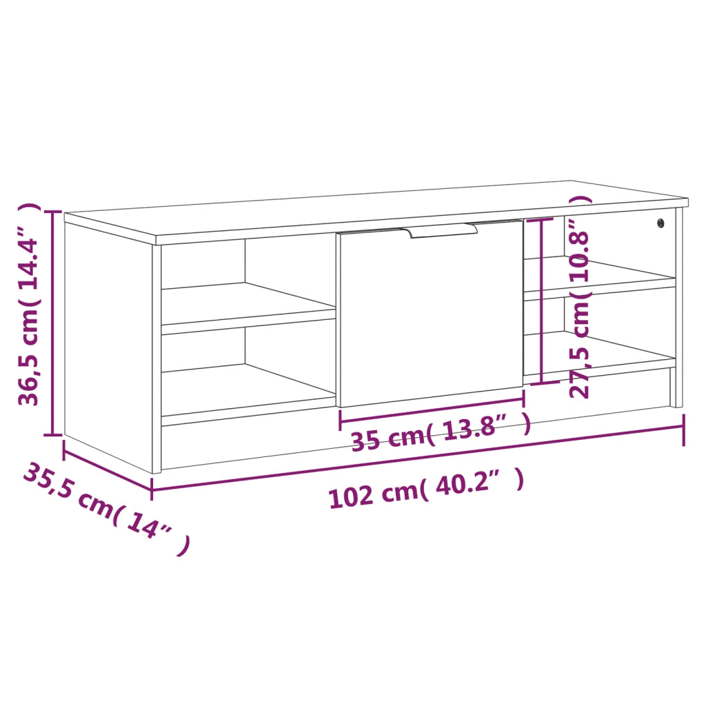 Mobile Porta TV Grigio Cemento 102x35,5x36,5 Legno Multistrato