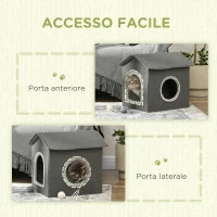 Casetta per Gatti con Cuscini Lavabili 2 entrate, 39x43.5x40.5cm  Grigio
