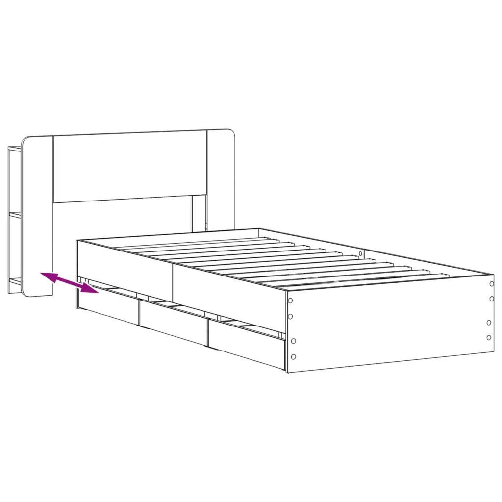 Struttura del letto con stoccaggio e testata Bianco 75 x 190 cm 3433911