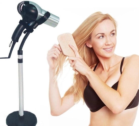 Supporto per asciugacapelli con presa rimovibile e fissaggio handsfree regolabile, in acciaio inossidabile, adatto per animali domestici e donne - Accessori per la doccia - Supporti per oggetti - Bianco
