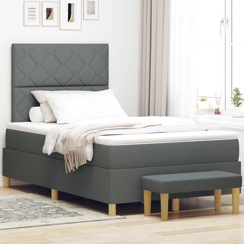 Letto a molle con materasso Grigio scuro 120 x 190 cm Tessuto 3344360