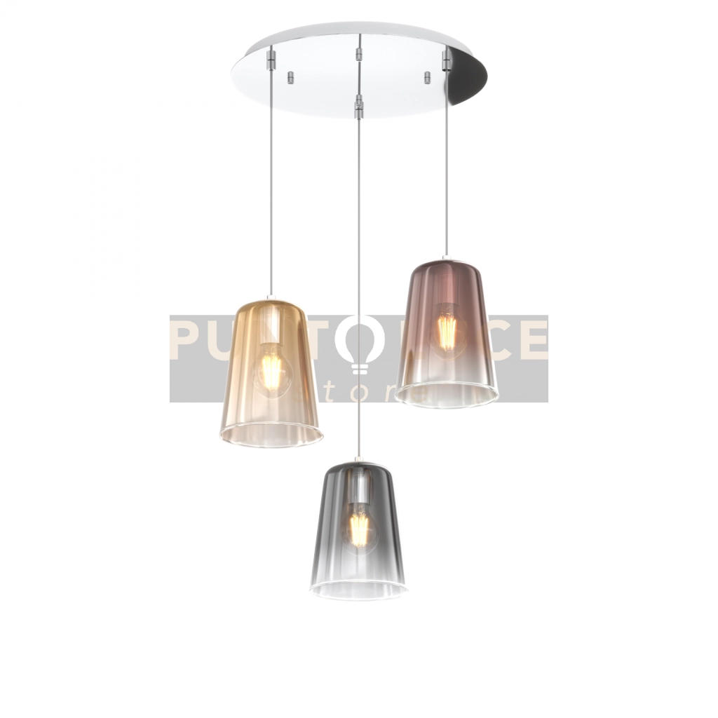 SOSPENSIONE CROMO TONDA 3 LUCI (1 AM+1 RA+1 CR) 1164CR-S3 T-MC