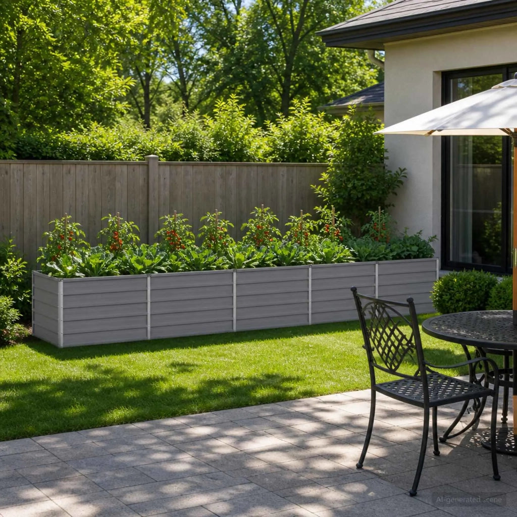 Letto rialzato da giardino Grigio 400 x 80 x 55 cm 8006431