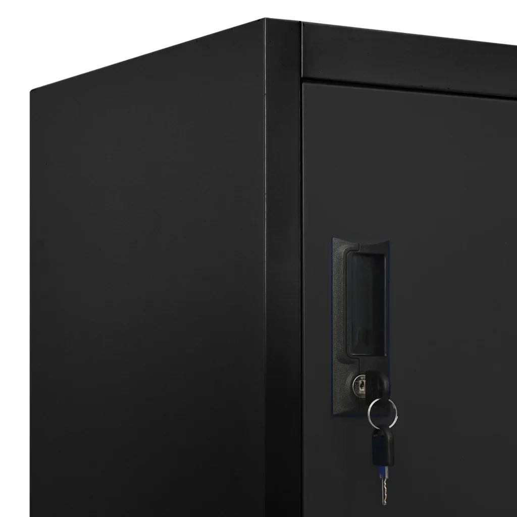 Armadietto contenitore moderno 90 x 40 x 180 cm 18 ante con serratura stile ufficio acciaio nero 02_0047040