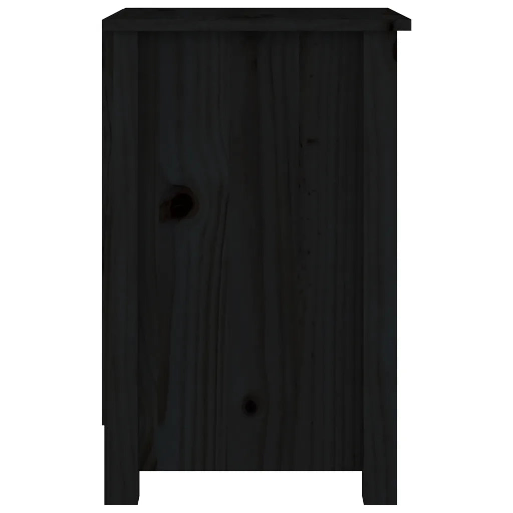 Comodino Nero 40x35x55 cm in Legno Massello di Pino cod mxl 30472