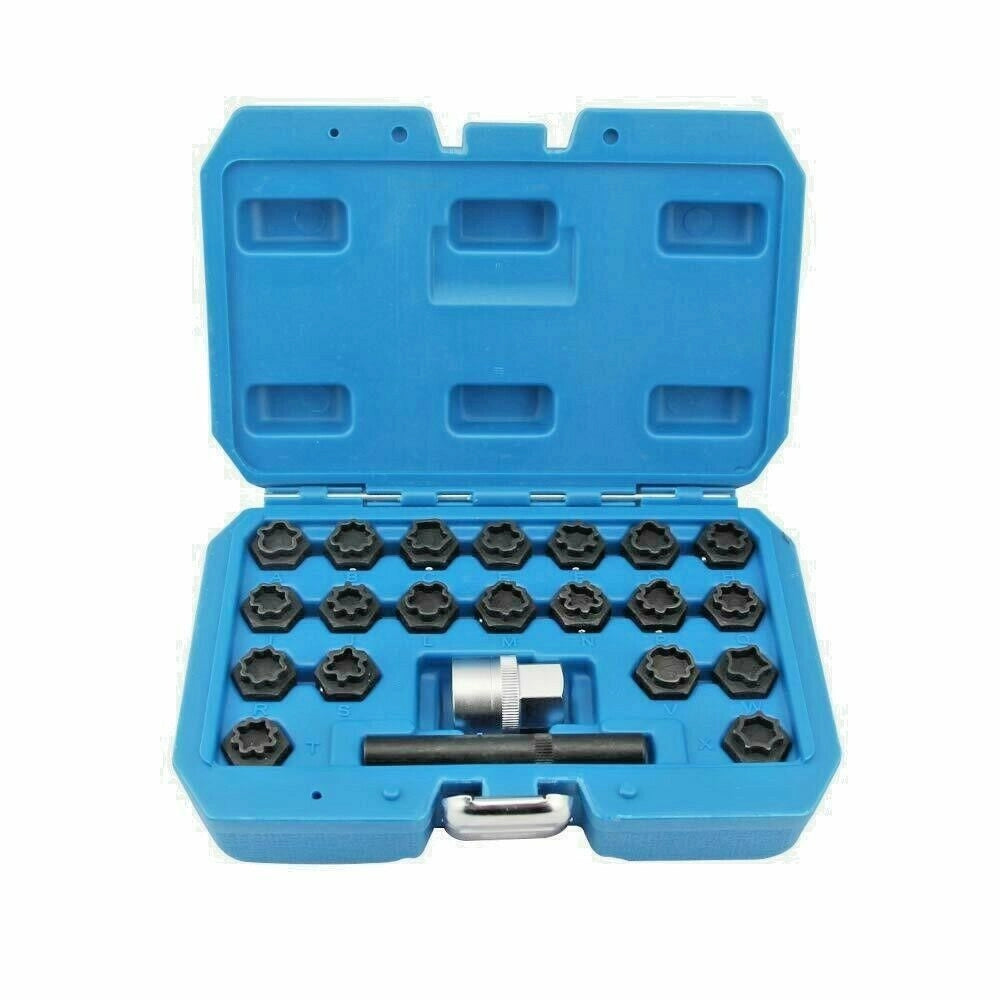 Trade Shop - Set 22 Pz Bussole Per Rimozione Dadi Bloccaggio Antifurto Ruote Audi Hy156163 -