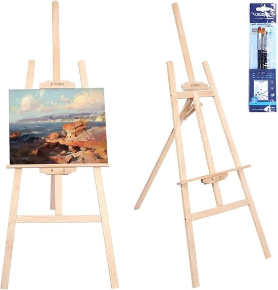 Stand per fotografia in legno - 150 cm - pieghevole e regolabile in altezza - pittura artistica - pubblicità all'aperto - adulti e bambini