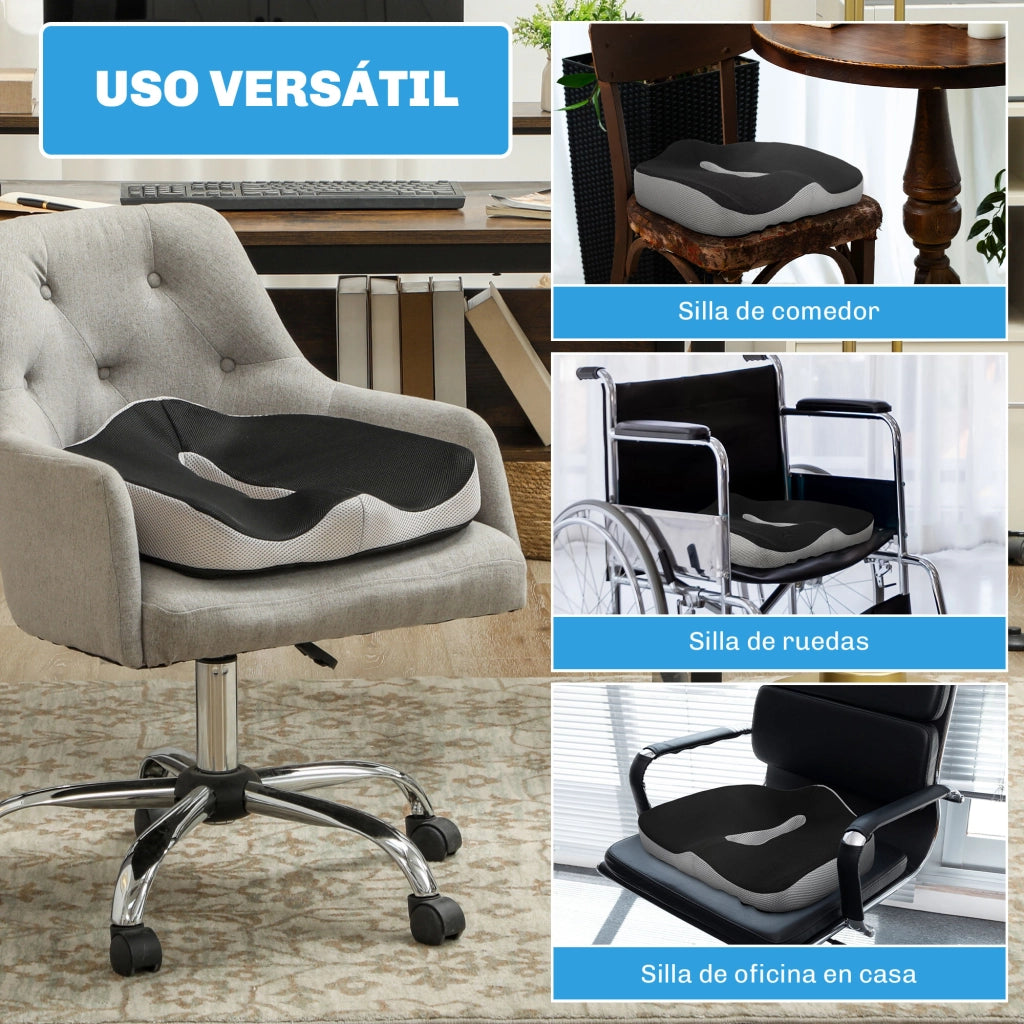 Cuscino seduta memory foam antiscivolo ¨C Xylo ¨C nero viscoelastico