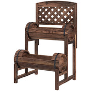 Fioriera da Esterno a 2 Livelli con Fori di Drenaggio e Griglia 42x49x80 cm in Legno di Abete Marrone