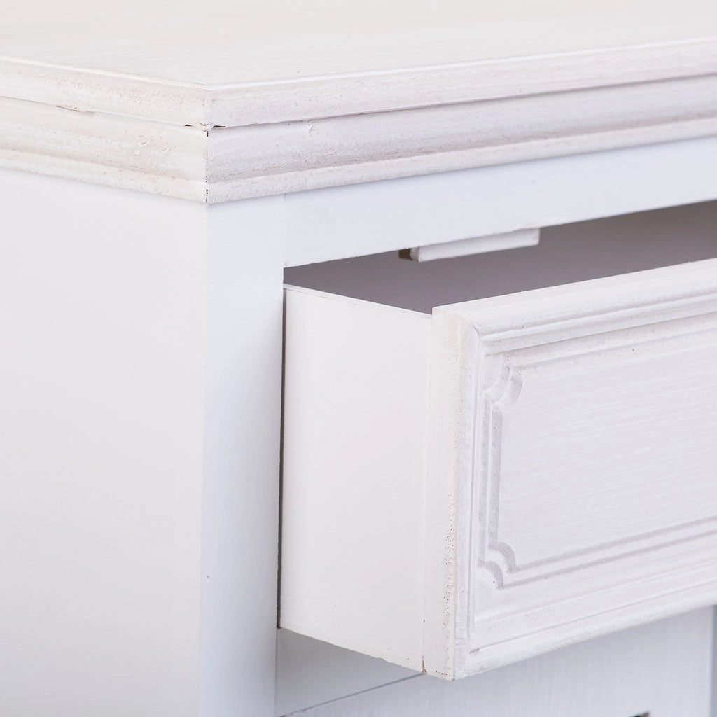 Mobile da ingresso in legno con 1 cassetto e 2 ante bianco 60x30x78