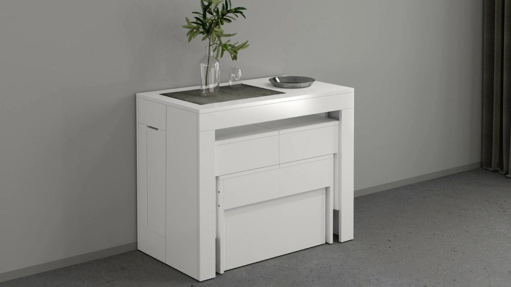 Auditore, set Tavolo e Sedie 12 Posti Made in Italy, Bianco Lucido