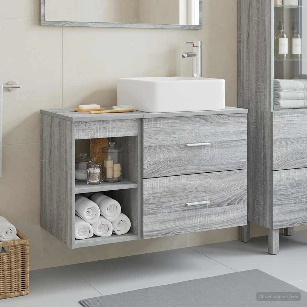 Set di mobili per il bagno 2 pz Sonoma grigio 3403901