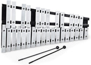 Xilofono 30 Nota Glockenspiel Pieghevole Cornice di Legno Barre in Metallo, con 2 Bacchete e Borsa da Trasporto