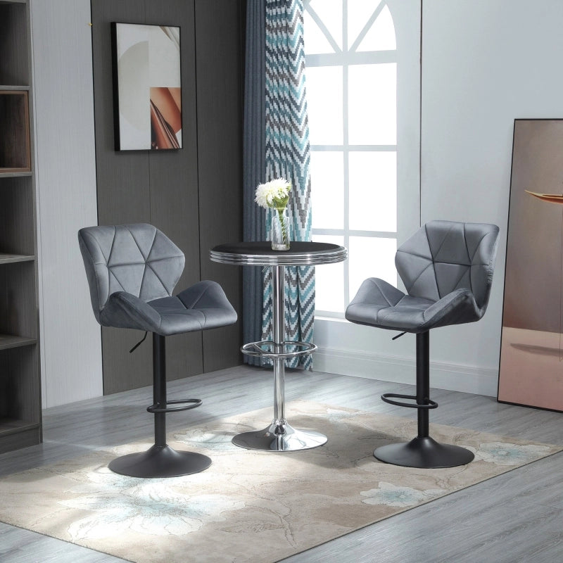 SGABELLO Bar imbottito regolabile 57x58x97-117 cm grigio Set da 2 pezzi