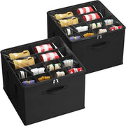 Set di Organizzatori per Scarpe da 16 Pair - Cassetto Grande con Divisori e Coperchio - Box per Scarpe Spaziale con Maniglie, Nero