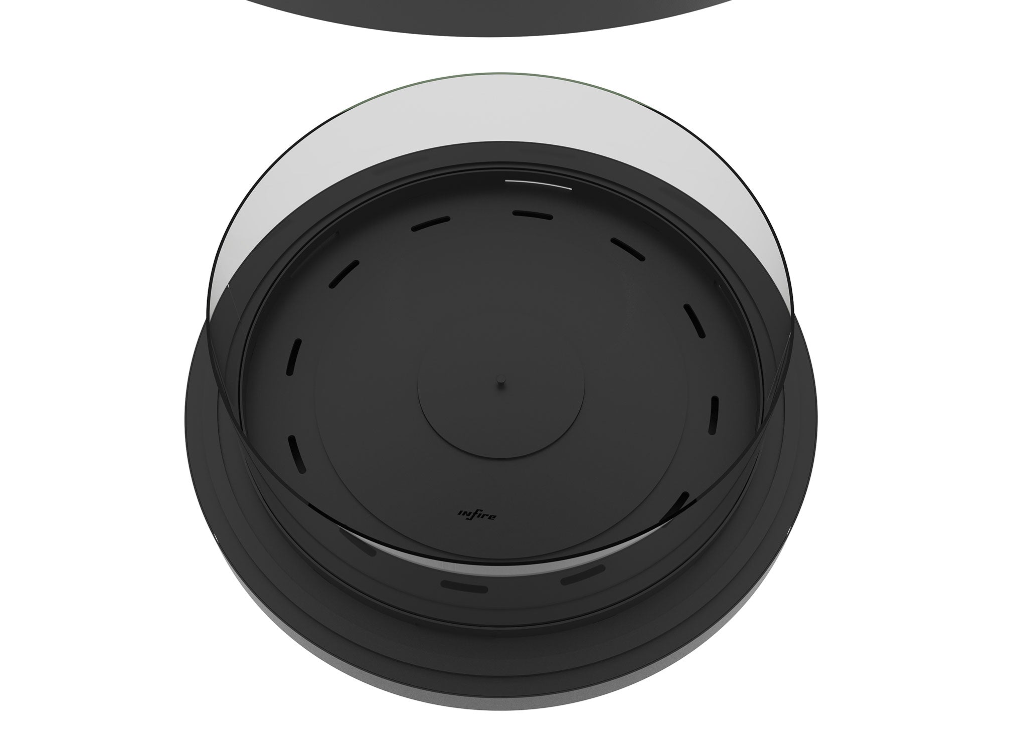 Camino a Bioetanolo da Pavimento Ø80 cm con Finta Canna Fumaria Inround Nero con Vetro