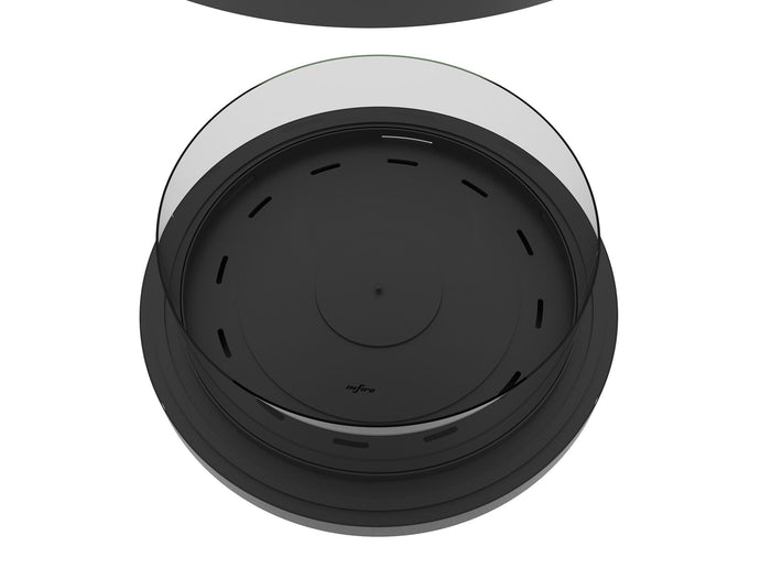 Camino a Bioetanolo da Pavimento Ø80 cm con Finta Canna Fumaria Inround Nero con Vetro