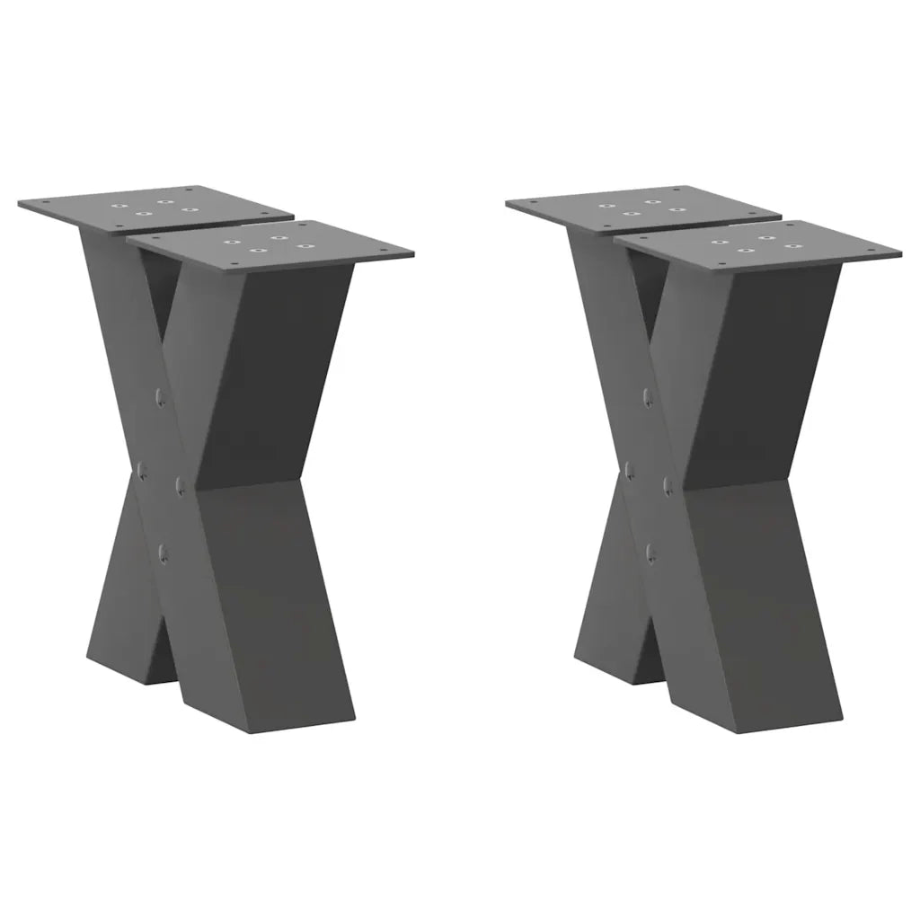 Gambe per Tavolino da CaffÃ¨ a Forma di X 2 pz Antracite 40x(30-31) cm Acciaio