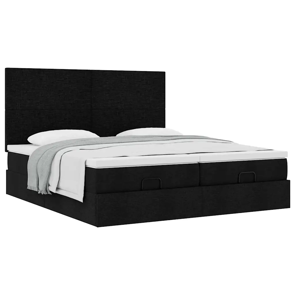 vidaXL Struttura Letto Pouf con Materassi Nero 160x200 cm in Tessuto