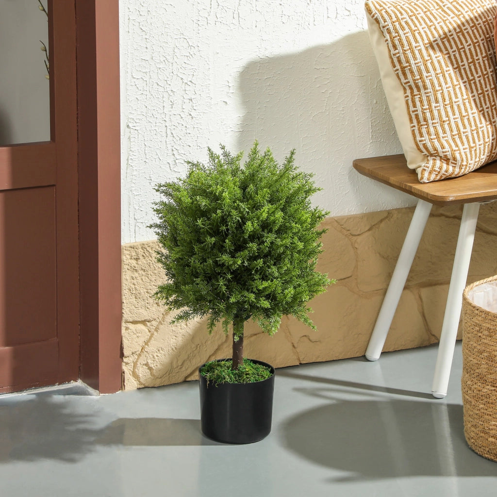 Pianta Artificiale di Albero Cedro 55A cm con Vaso Incluso per Interno ed Esterno Verde