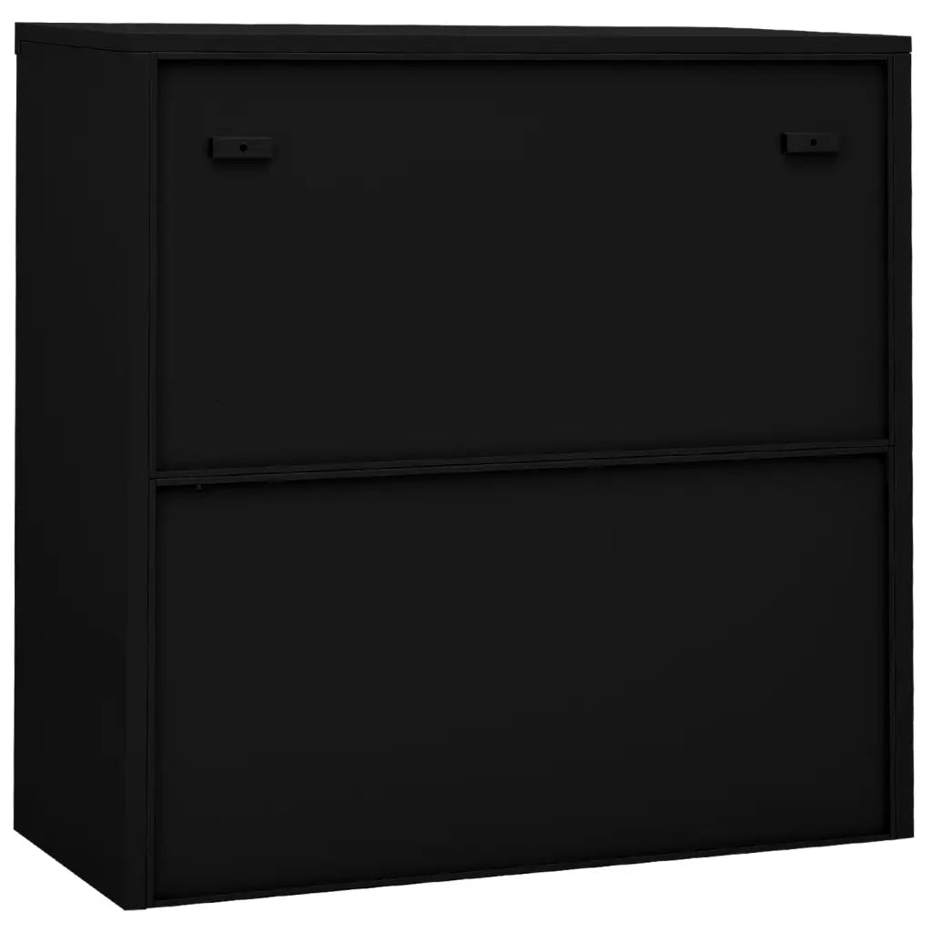 Armadio da ufficio con anta scorrevole 90 x 40 x 90 cm robusto e sicuro design moderno in acciaio nero 02_0046812