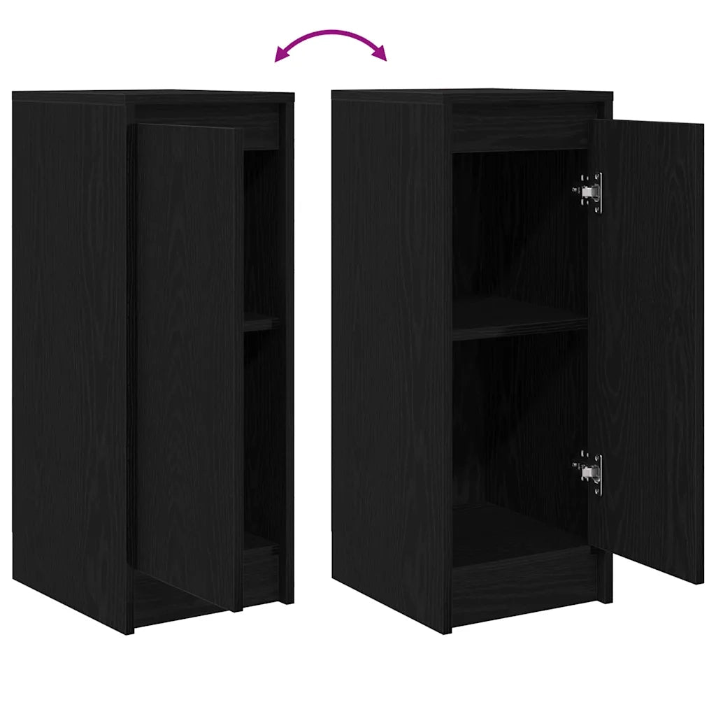 Credenza Rovere Nero 29,5x34x76 cm in Legno Multistrato