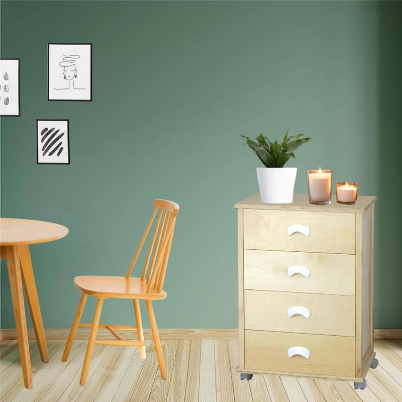 CASSETTIERA POKER PLUS NATURALE IN FAGGIO BASE INFERIORE IN MULTISTRATO DI BETULLA 4 CASSETTI RUOTE IN PLASTICA GOMMATA