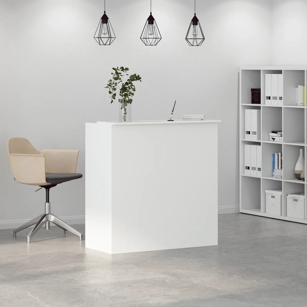 Scrivania per Reception Bianca 100x50x103,5 cm in Legno Massello 3324160