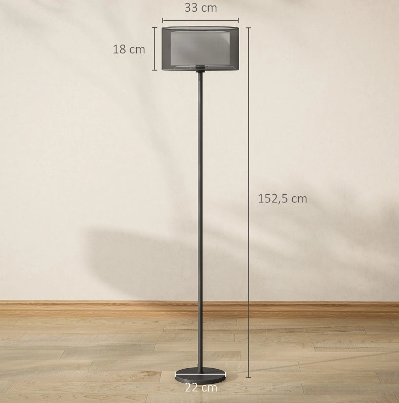 Lampada da terra ULEVR ?33x152,5 cm con paralume in tessuto bicolore e interruttore a pedale, nera