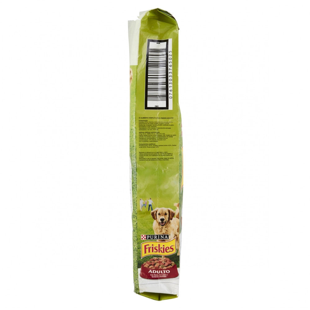 Multipack da 3 pz di purina friskies crocchette con manzo e aggiunta di verdure per cani adulti 7,5 kg cad