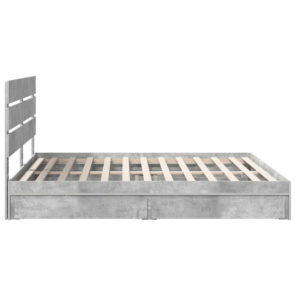 Letto con Contenitore con testiera Grigio cemento 200 x 200 cm