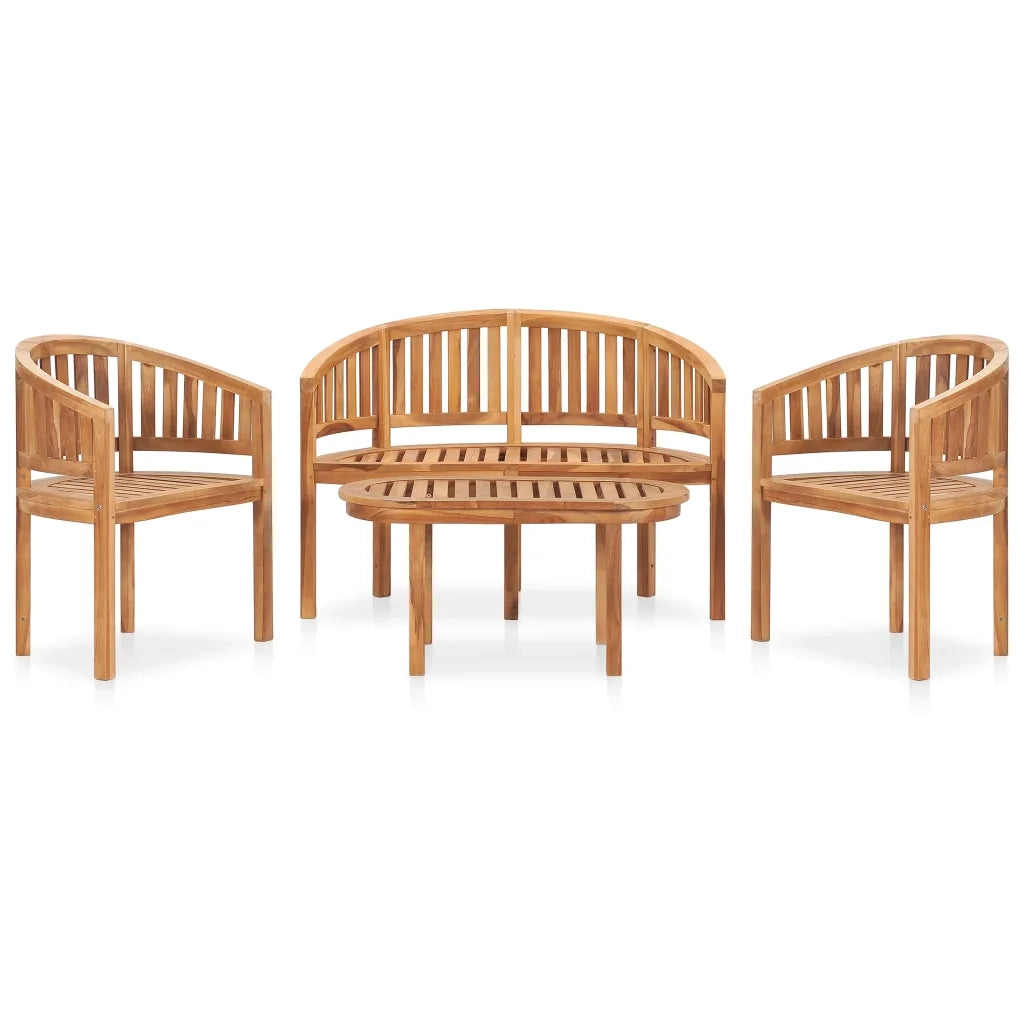 Set Salotto da Giardino 4 pz Design Curvo in Massello di Teak cod mxl 40732