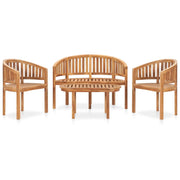 Set Salotto da Giardino 4 pz Design Curvo in Massello di Teak cod mxl 40732