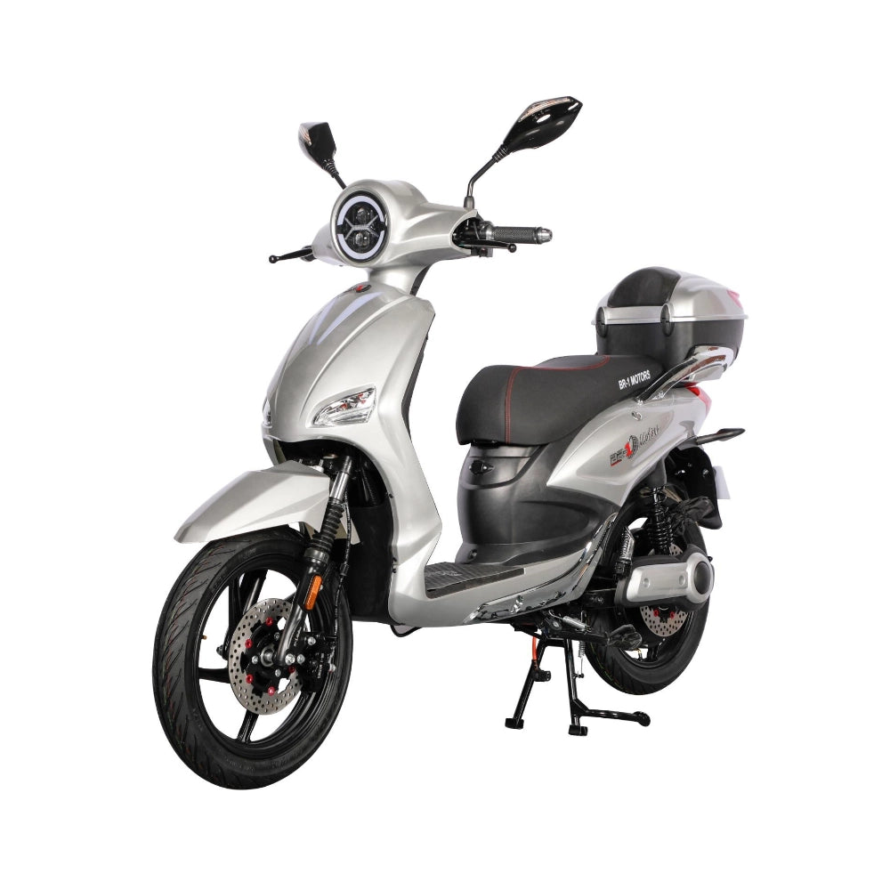 Scooter Elettrico BR-1 Sport 20Ah 48V Batteria a Piombo - Immatricolabile-Silver/Grigio Metallizzato