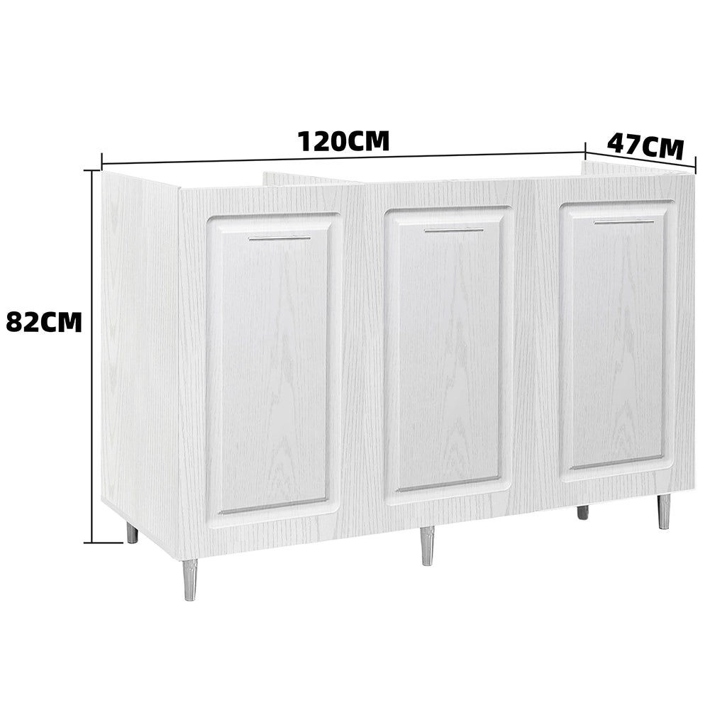 Mobile Cucina Sottolavello Componibile in Legno Bianco Frass. Classico 3 Ante 120cm