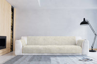 Copridivano con Copri Braccioli Seduta 125 cm in Poliestere e Cotone Panna