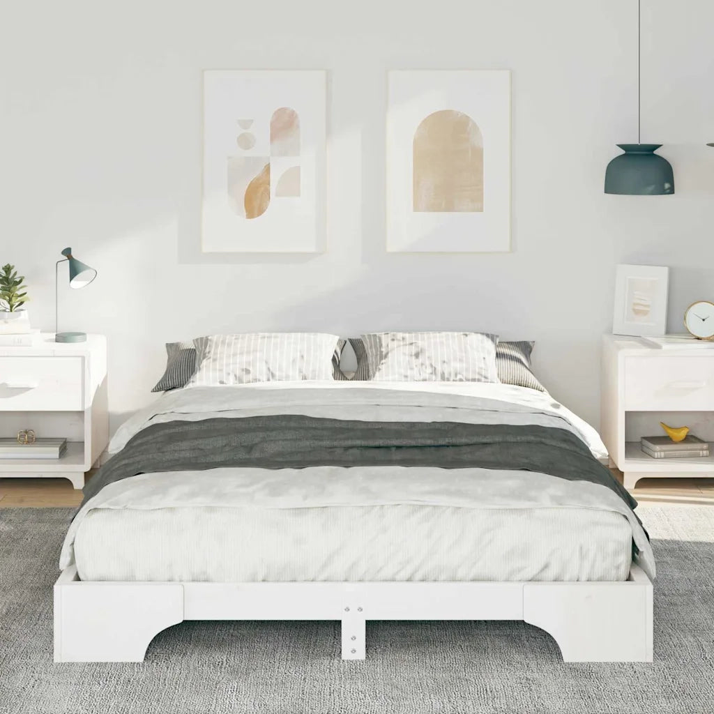 Struttura del letto Bianco 140 x 220 cm Pino massello 872921