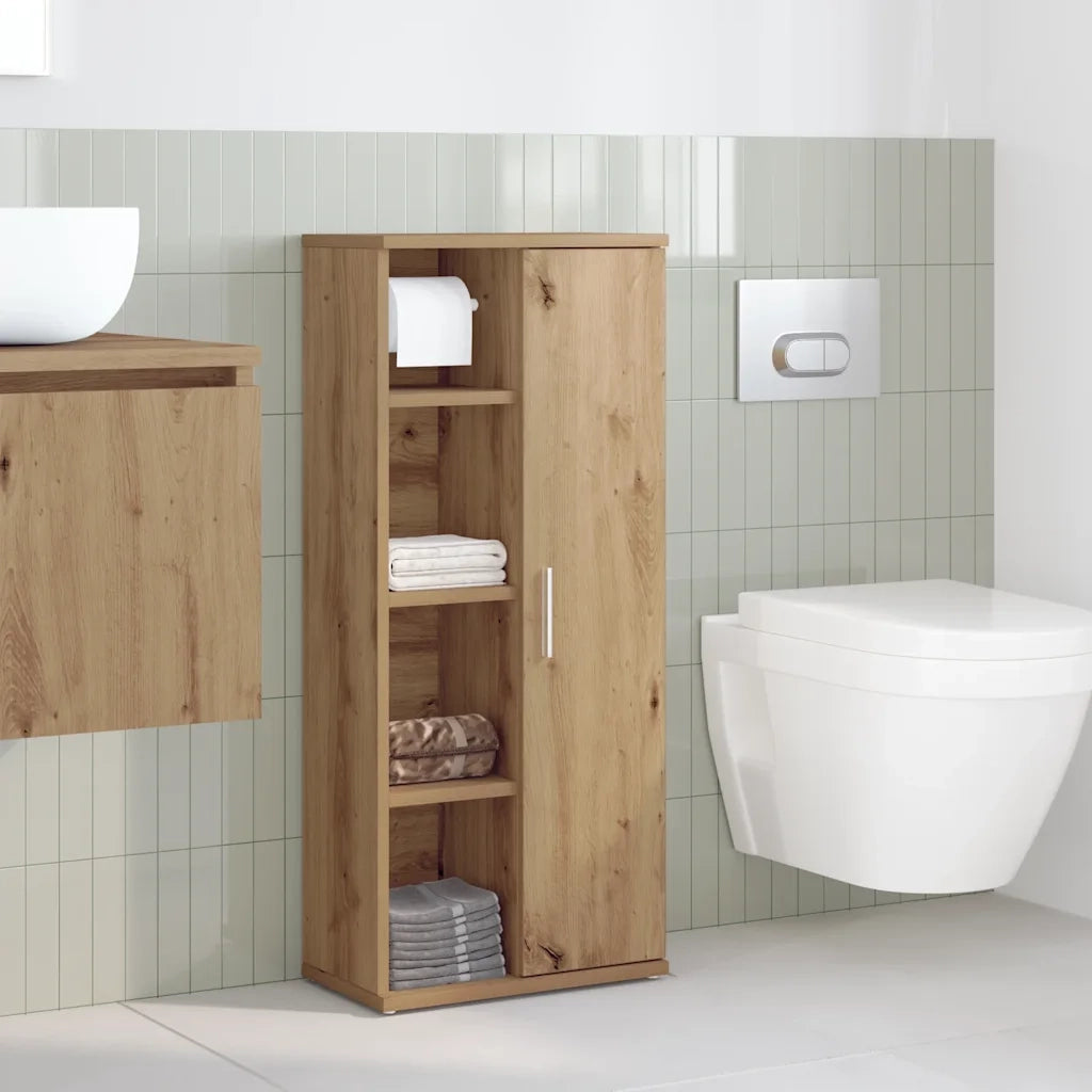 Mobile da Bagno con Portarotolo Rovere Artigianale 39x22x90 cm 858532