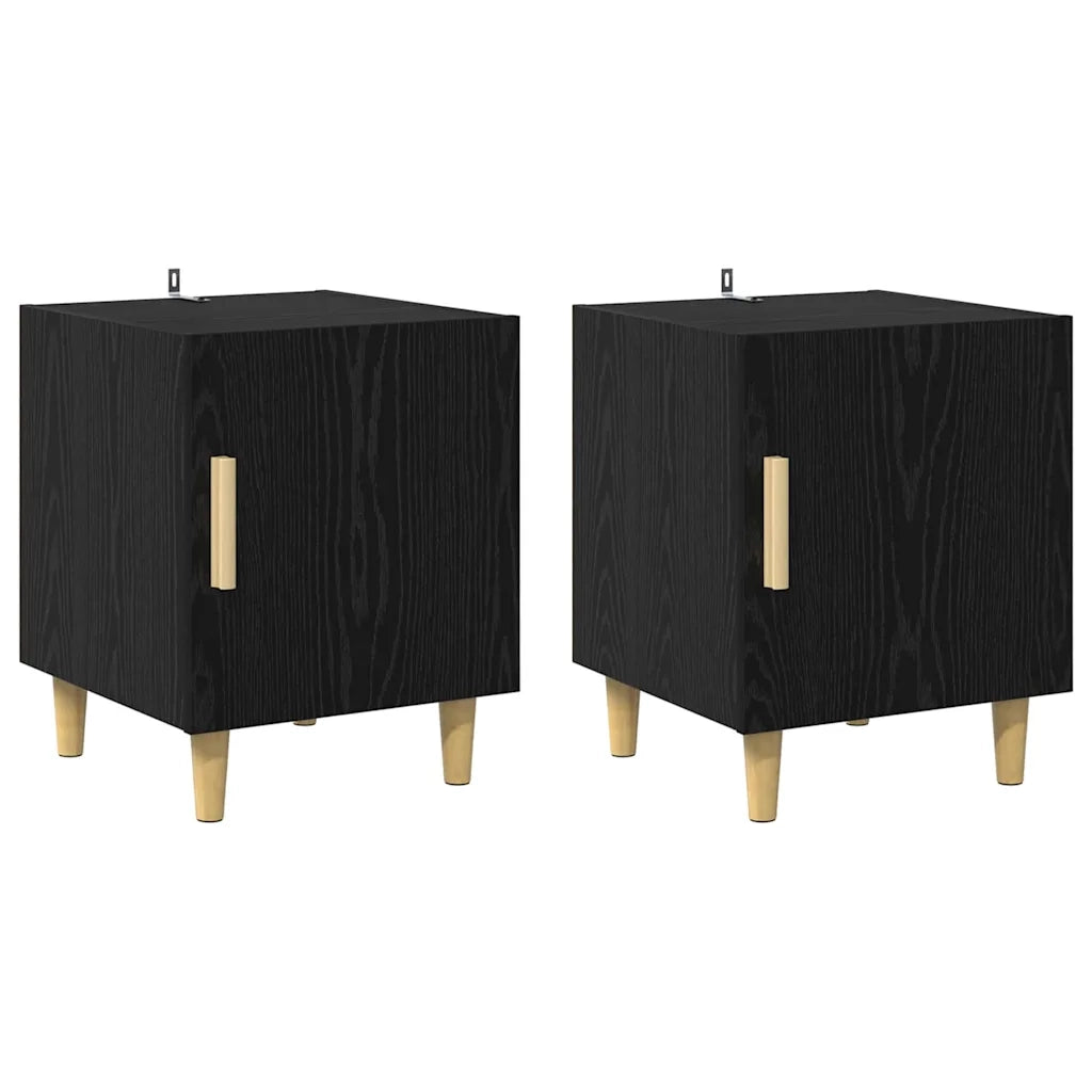 Set di 2 Comodini | Armadio da Notte | Mobiletto da notte Rovere Nero 40 x 40 x 50 cm