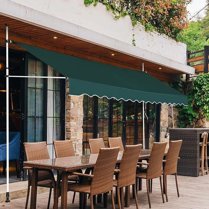 Tenda da Sole per Esterno, Tenda da Sole a Morsetto per Balcone con Struttura Telescopica e Tessuto Resistene ai Raggi Solari, Regolabile in Altezza e in Angolazione (350 cm,Verde)