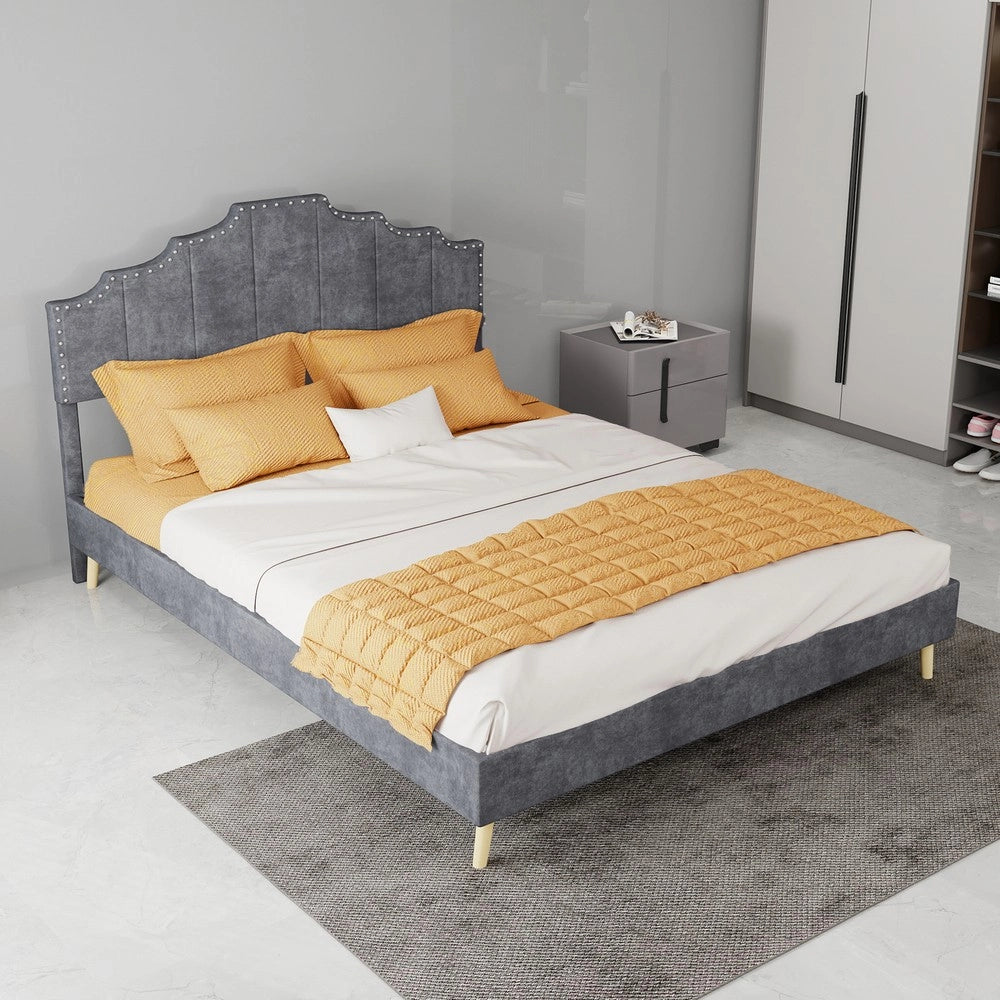 Letto Contenitore Imbottito ¨C MINIMAL ¨C Grigio, 140x200, con materasso