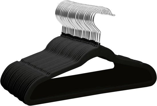 Hangers per capo di 35 cm in flanella ultra-sottile con gancio 360° rotativo antiscivolo per bambini robusti e duraturi (lotto da 32 pezzi nero)
