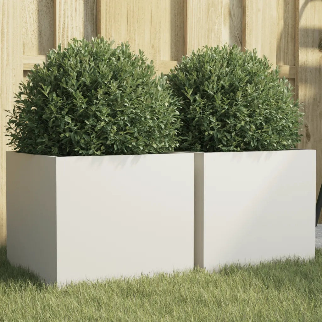 Fioriere 2 pz Bianche 32x30x29 cm in Acciaio 841538