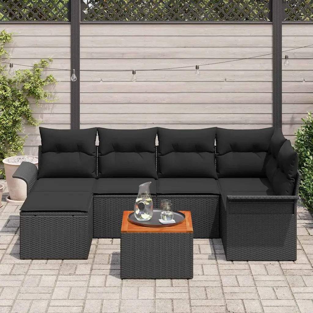 Set Divano da Giardino con archiviazione 7 pcs Nero polyrattan 3356021