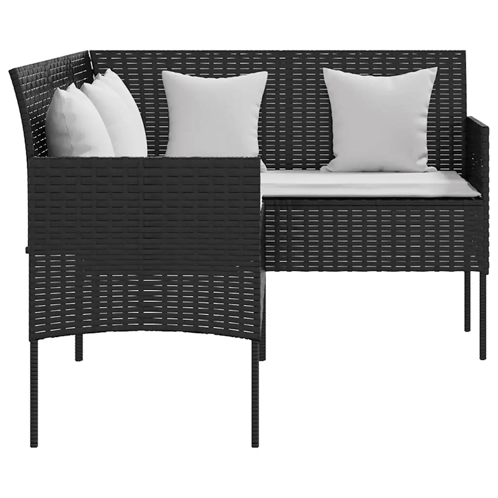 Set Divano a L con Cuscini 5 pz Nero in Polyrattan 318578
