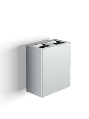 Pattumiera a Muro a 2 Scomparti Totale 40 L 51x28x56 cm con Contenitori Interni in Acciaio Verniciato Grigio